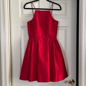 Red fit & flare halter neck dress